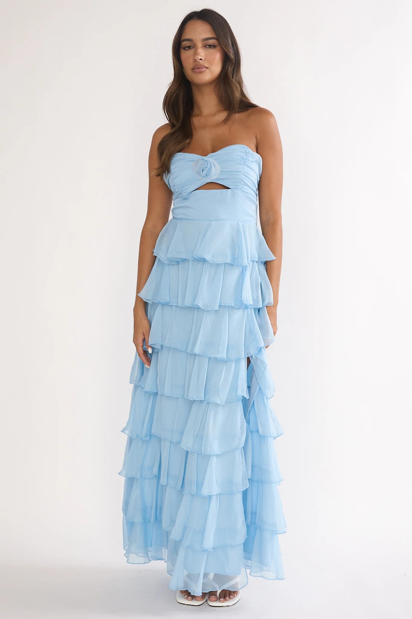 Janelia Layered Frill Maxi Dress Blue