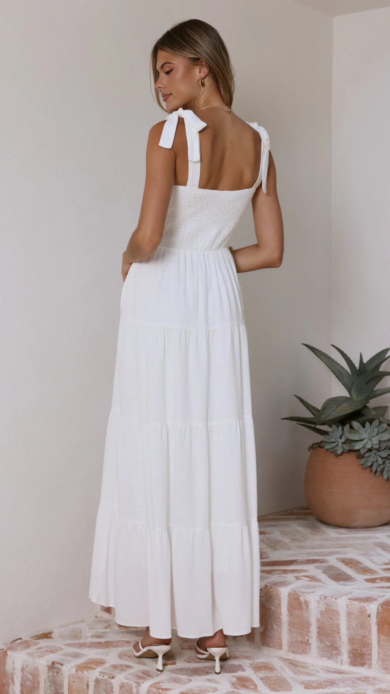 Carlina Tiered Maxi Dress - White