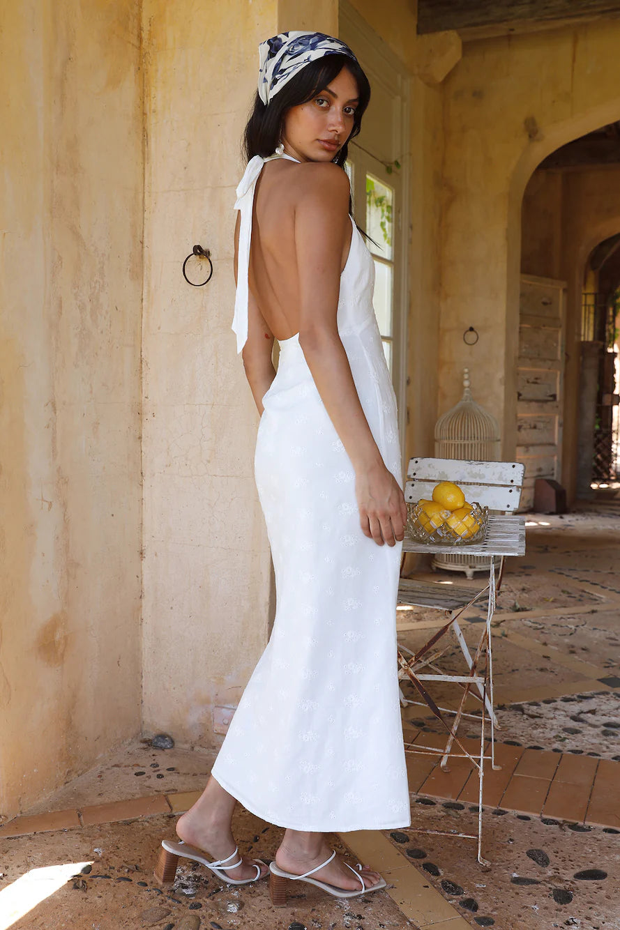 Thalassa Halter Midi Dress White