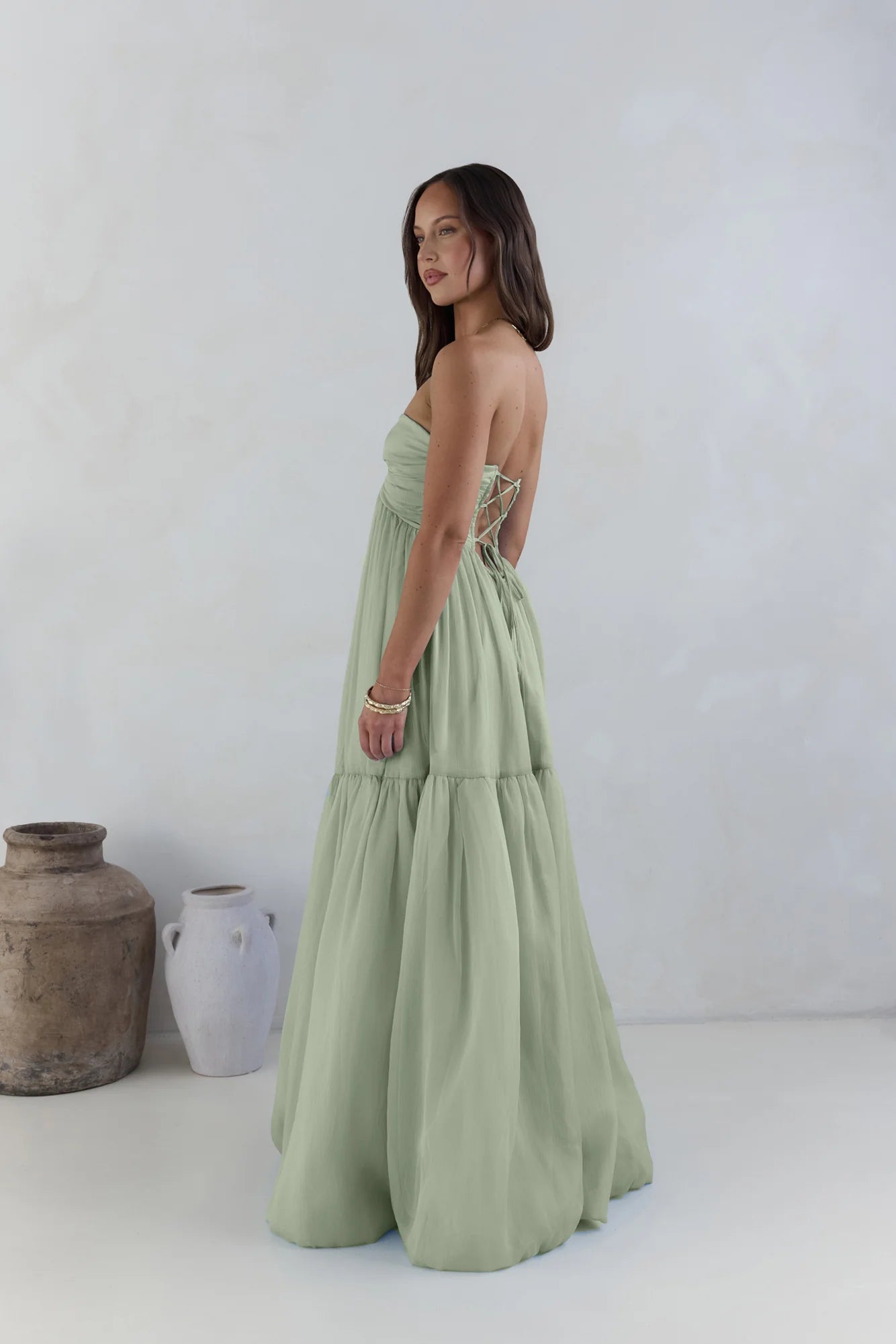 Unforgettable Style Strapless Maxi Dress Sage