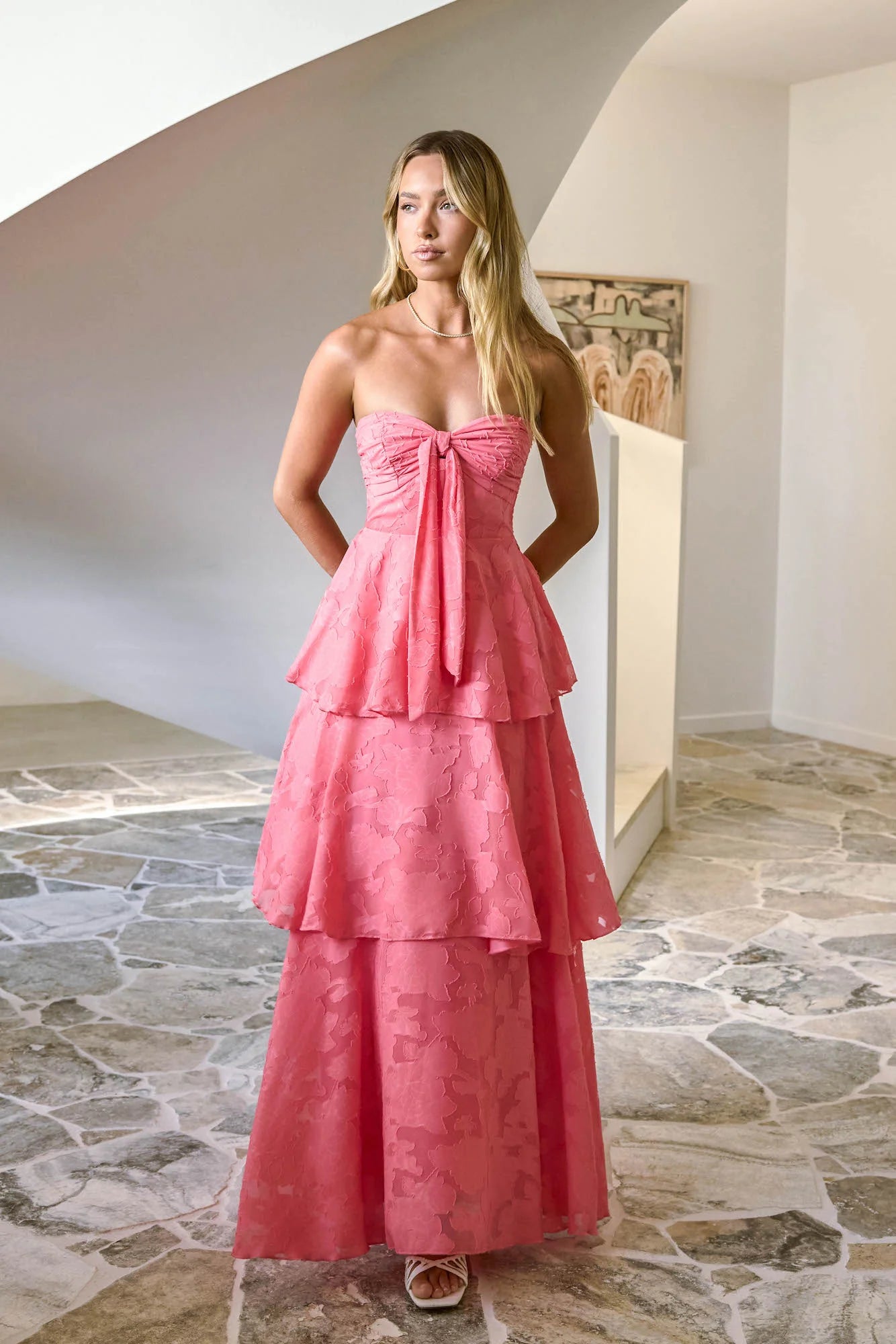 Know Your Heart Strapless Maxi Dress Coral