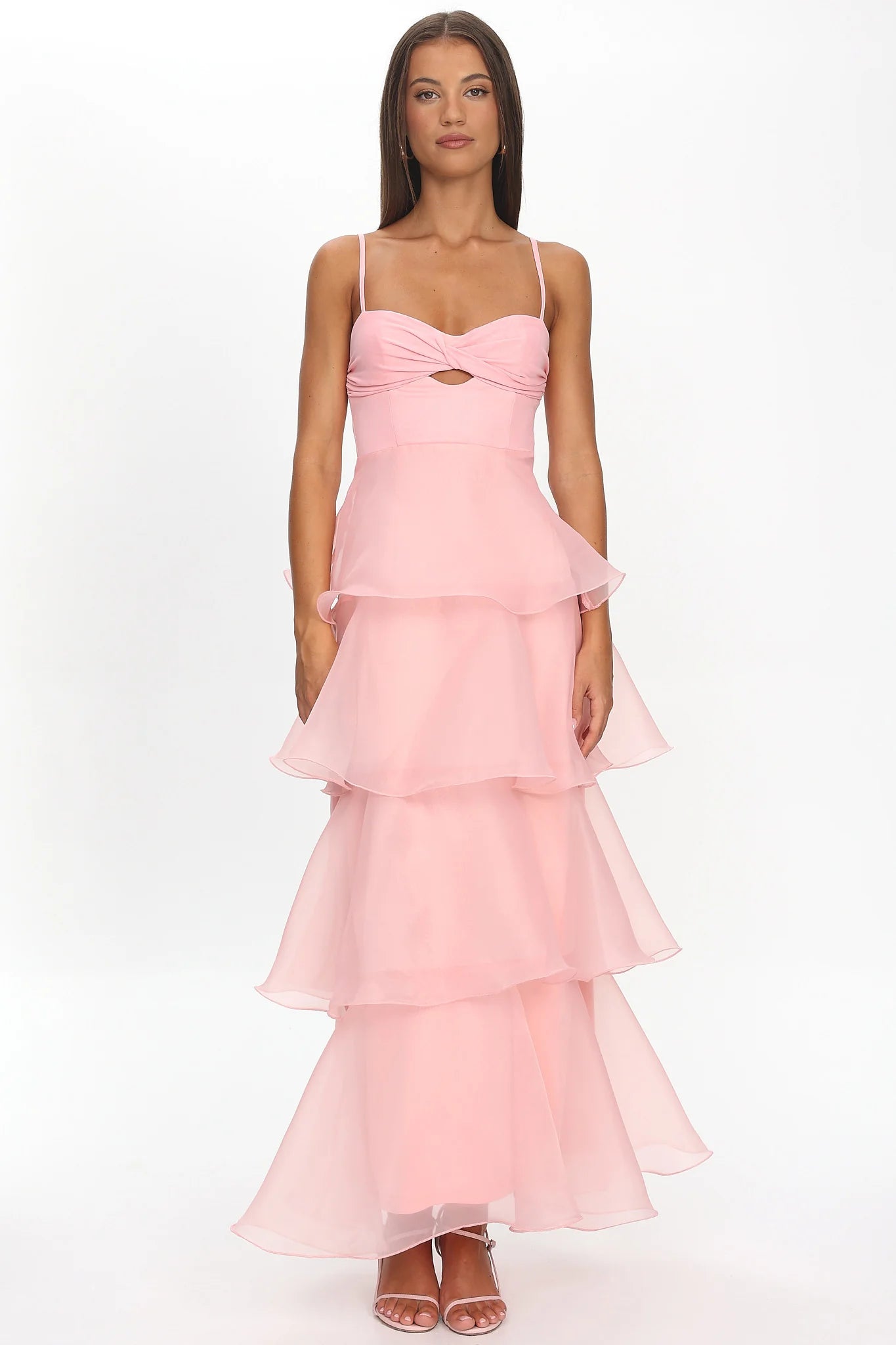 Margarida Layered Sweetheart Neckline Maxi Dress Pink