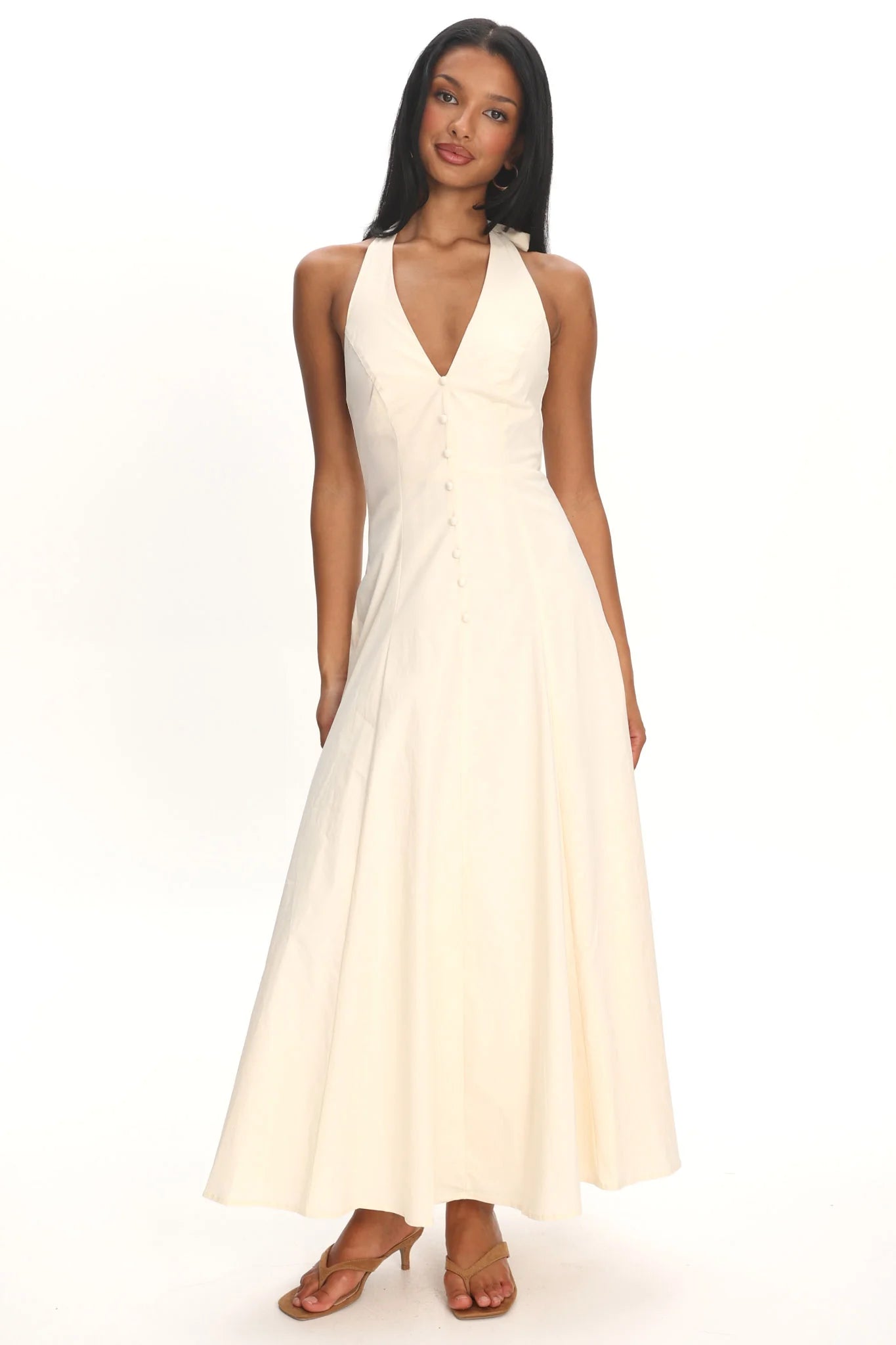 Brea Halterneck Midi Dress Vanilla