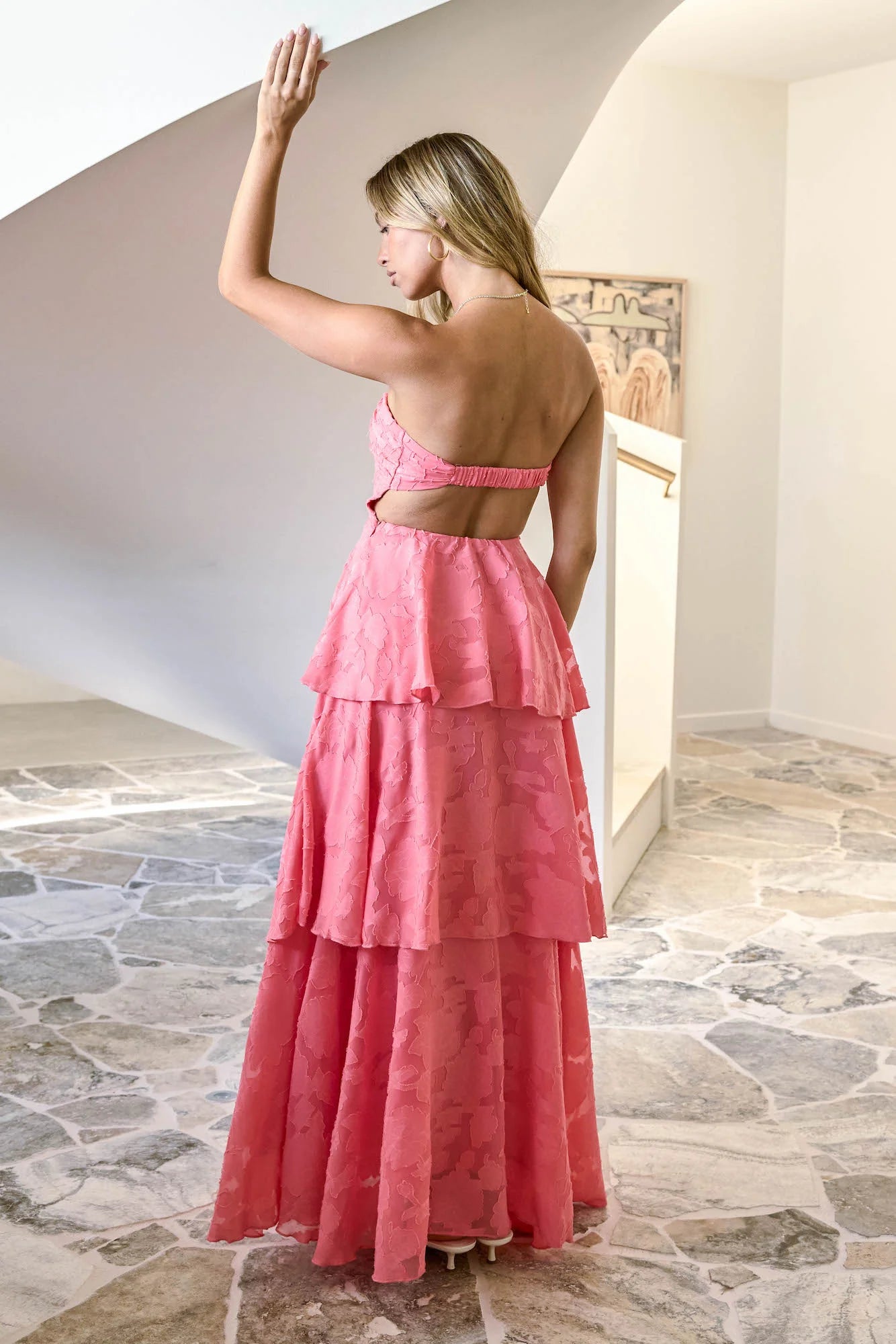 Know Your Heart Strapless Maxi Dress Coral