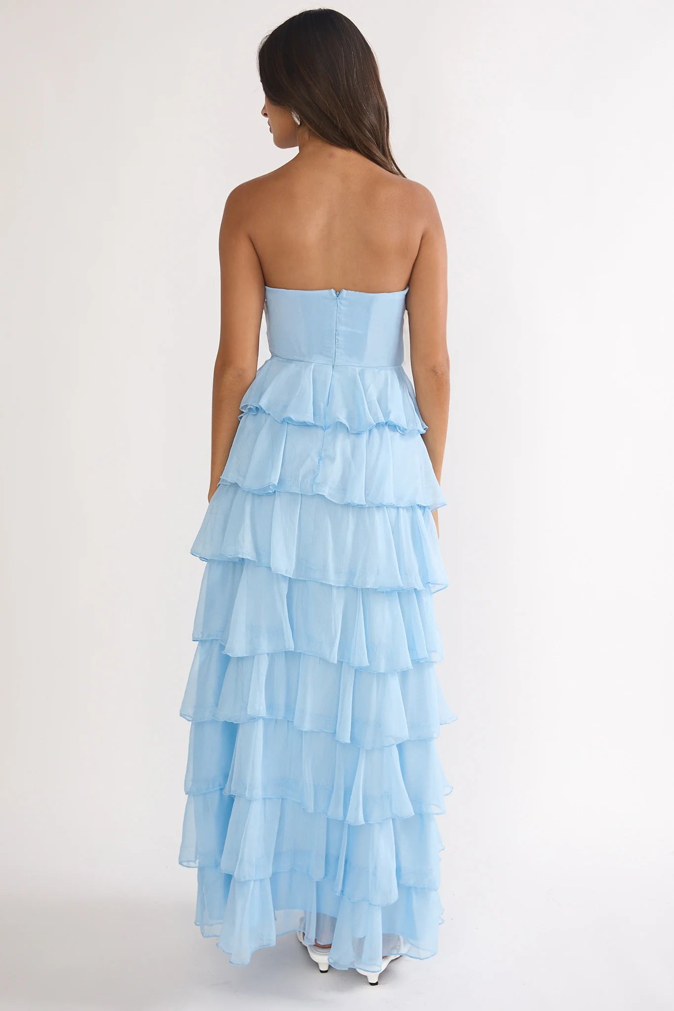 Janelia Layered Frill Maxi Dress Blue