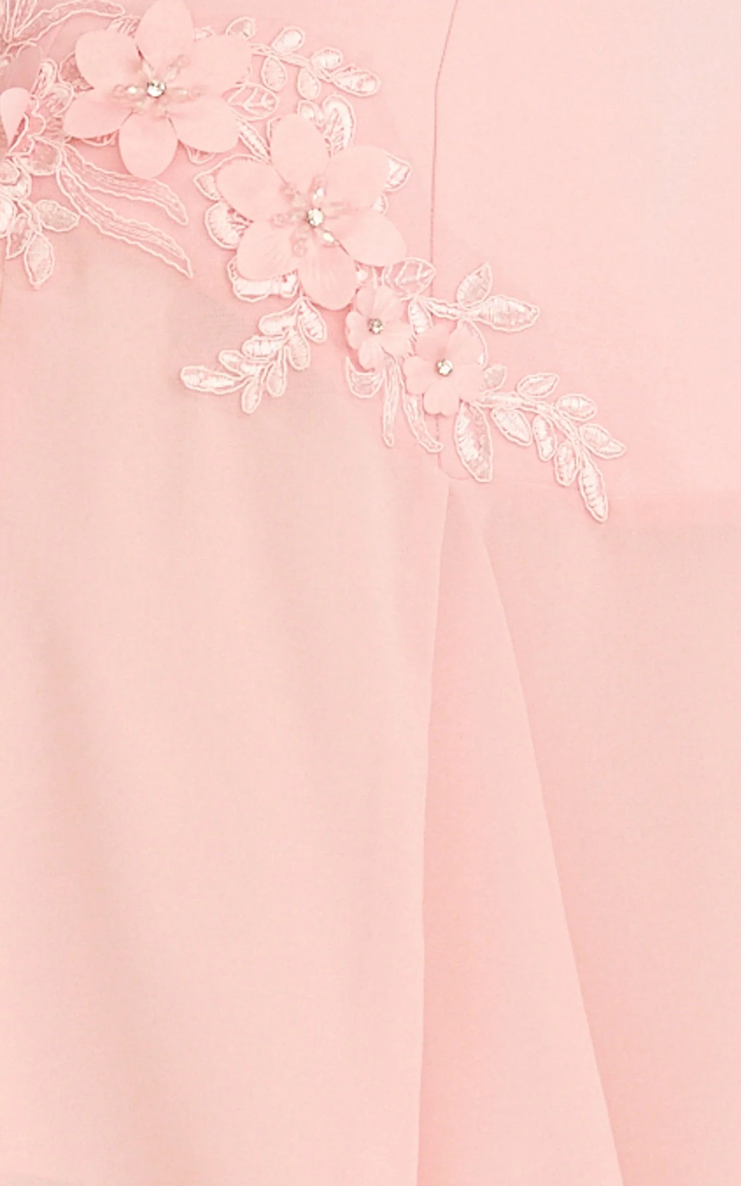 Penny Mini Dress - Strapless Corset Bodice Floral Embellished Godet Dress in Soft Pink